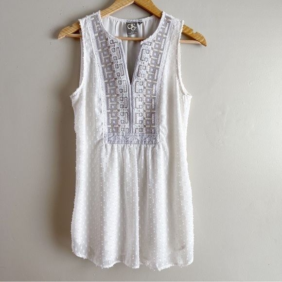 Anthropologie One September Pasto Swiss Dot Embroidered Beaded Cream Blouse, S - Picture 2 of 11